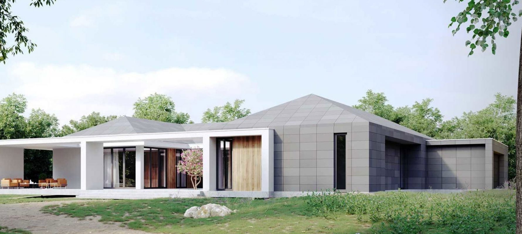bungalow mit atrium und walmdach